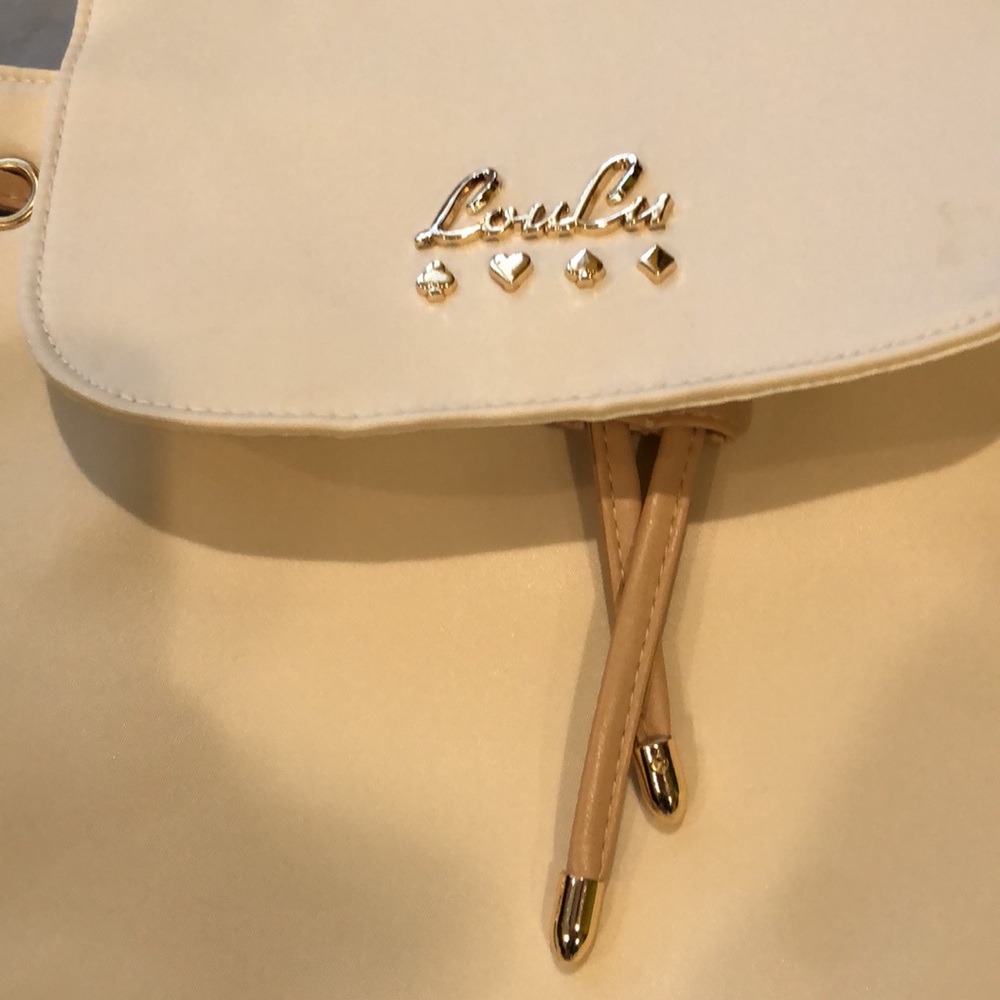 backpack-LouLu Backpack NWOT Ivory Gold Hardware Leatherette /Polyester - Picture 5 of 17